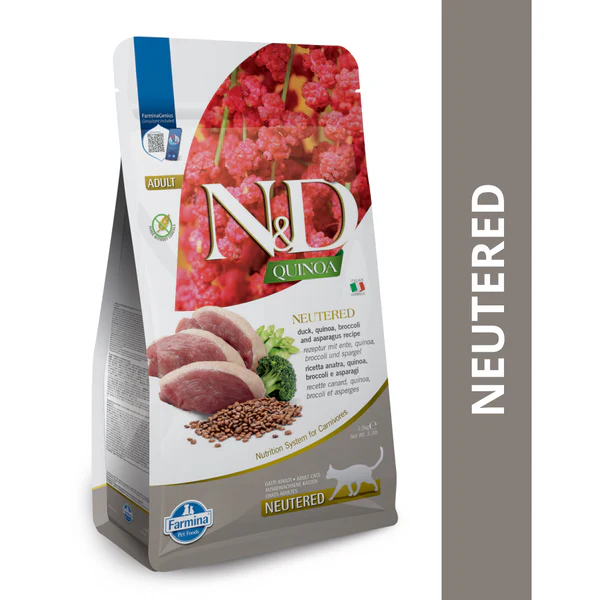 Farmina N&D Neutered Quinoa Duck, Broccoli & Asparagus Adult Cat Dry Food Supertail